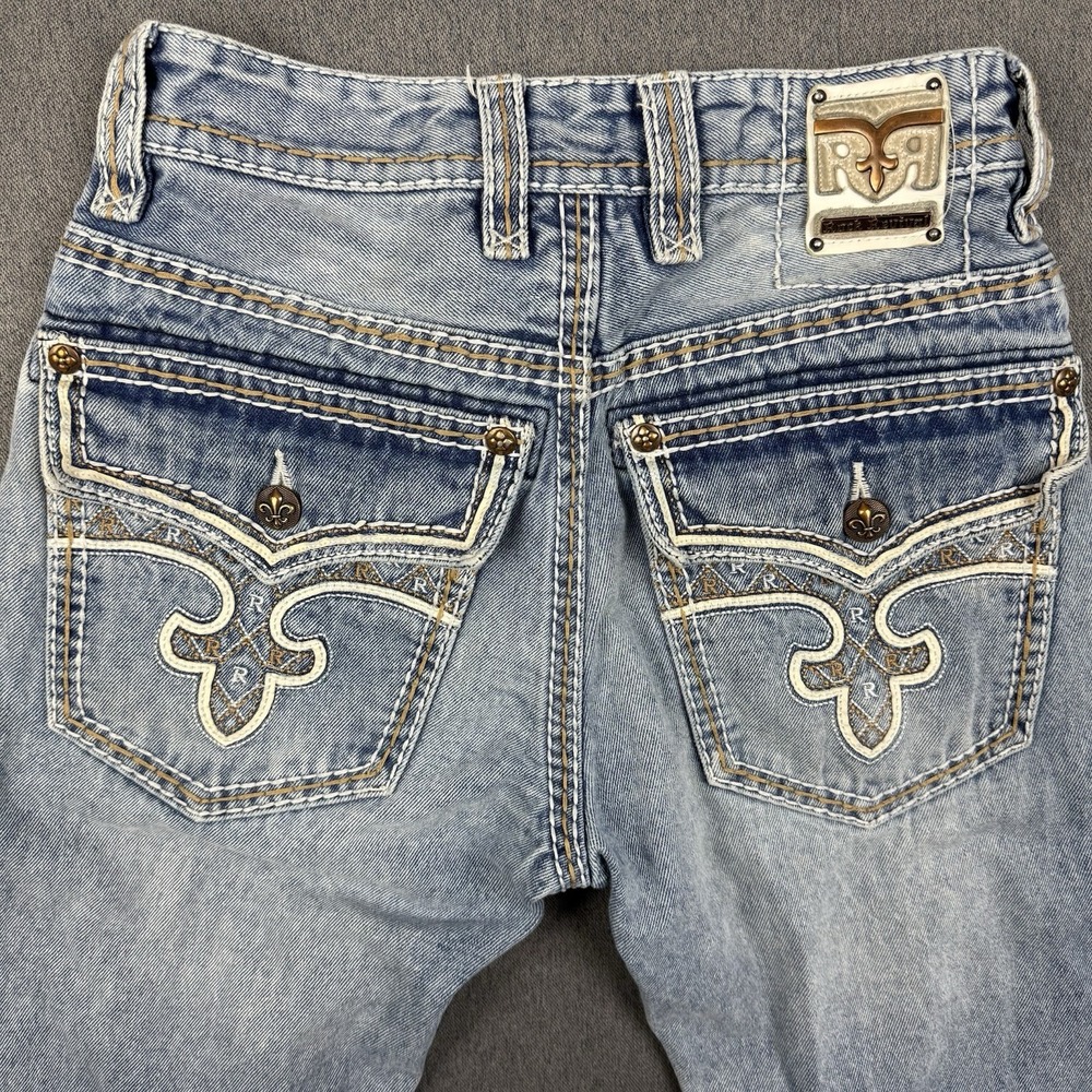 Rock Revival Jeans Mens 30x32 Straight Flap Pocket Distressed Light Wash
